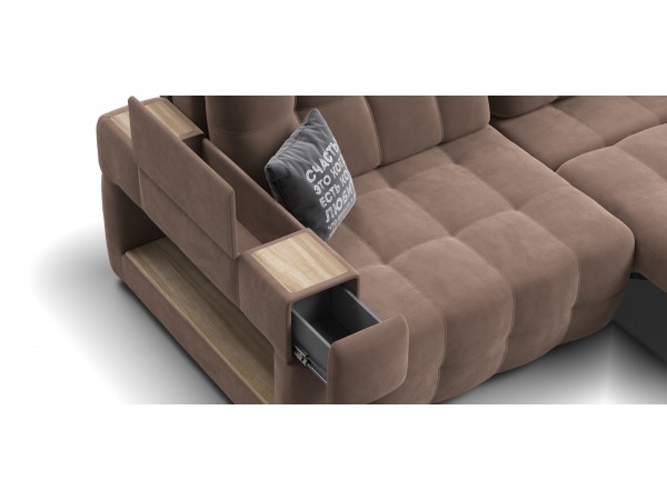 Диван BOSS.XO MAX велюр Monolit мокко / WOOD Smok