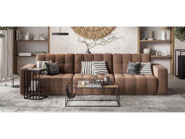 Диван BOSS.XO MAX велюр Monolit мокко / WOOD Smok