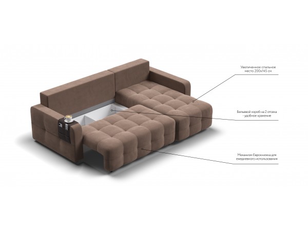 Угловой диван Dandy euro SE велюр Monolit мокко
