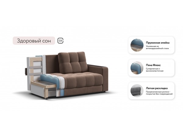 Диван BOSS Compact велюр Monolit мокко