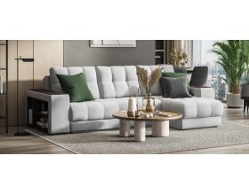 Босс ХЛ угловой диван Велюр Монолит сталь