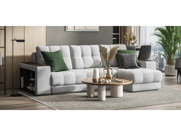 Угловой диван BOSS 3.0 XL велюр Monolit сталь