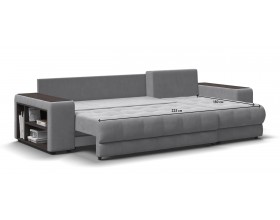 Босс ХЛ угловой диван Велюр Монолит сталь