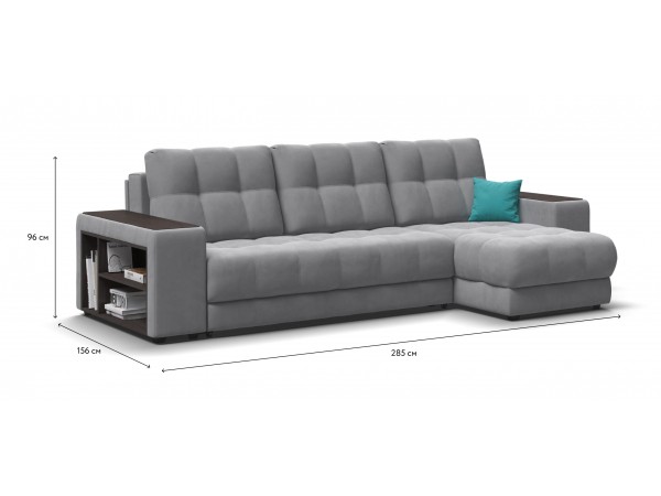 Угловой диван BOSS 3.0 XL велюр Monolit сталь