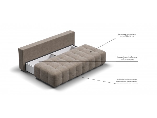 Диван BOSS 2.0 MINI Велюр Роял тауп