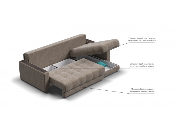 Диван угловой BOSS 3.0 Classic XL Велюр Роял тауп