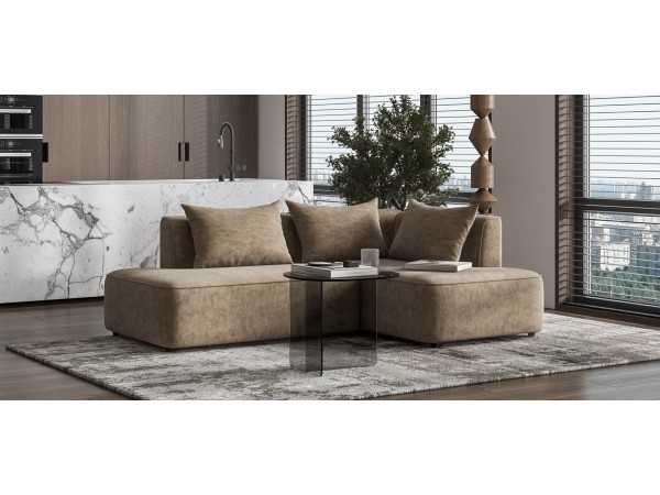 Кинг Твин угловой диван Велюр Роял тауп