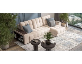 Босс ХЛ угловой диван Велюр Монолит латте