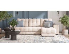 Босс ХЛ угловой диван Велюр Монолит латте