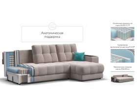 Босс ХЛ угловой диван Велюр Монолит латте