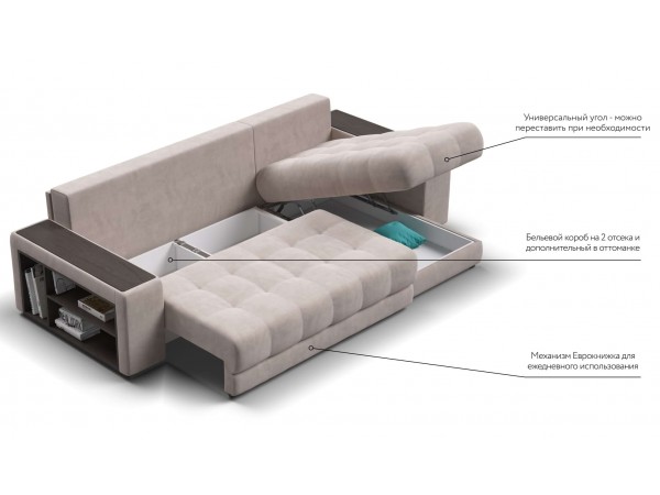 Угловой диван BOSS 3.0 XL велюр Monolit латте