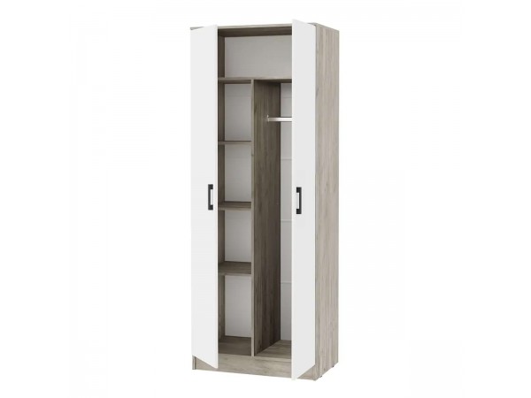 Шкаф Ронда 2-створчатый ШК-20 дуб крафт серый/белый