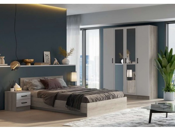 Шкаф Ронда 2-створчатый ШК-20 дуб крафт серый/белый