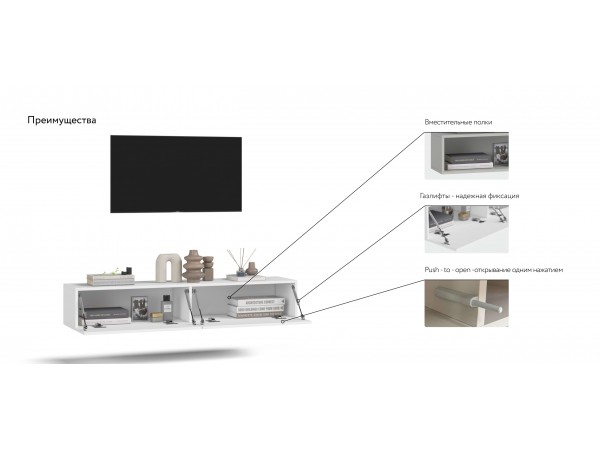 ТВ Тумба BOSS STANDART 140 Белая