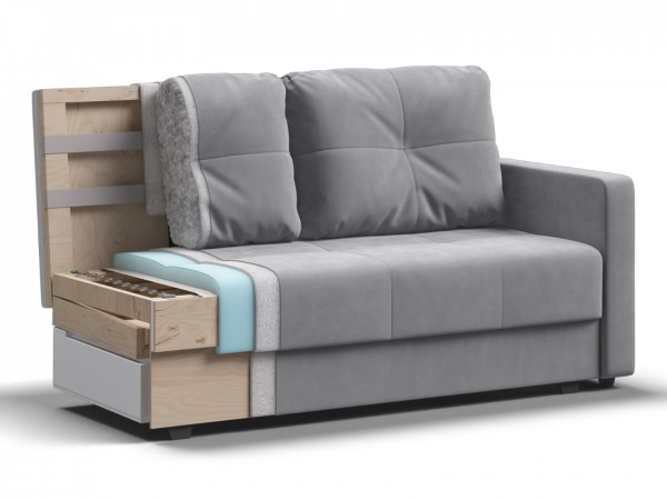 Диван двухместный Мартин Велюр Монолит сталь