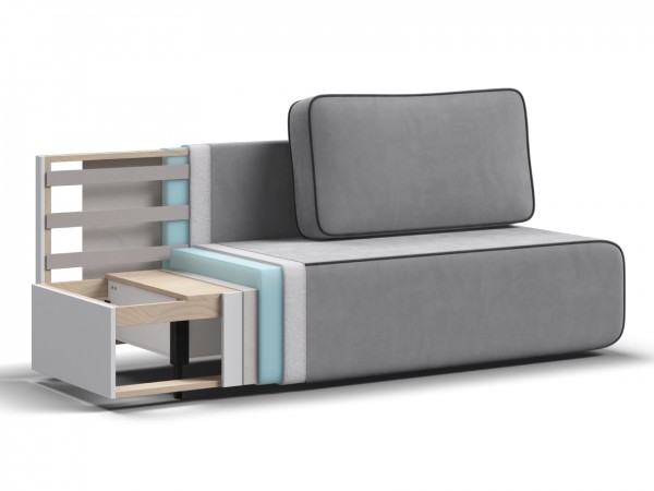 Диван Уно Мини Велюр Монолит сталь