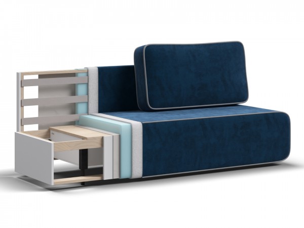 Диван Уно Мини Велюр Монолит синий