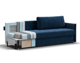 Диван Пекин Велюр Монолит синий