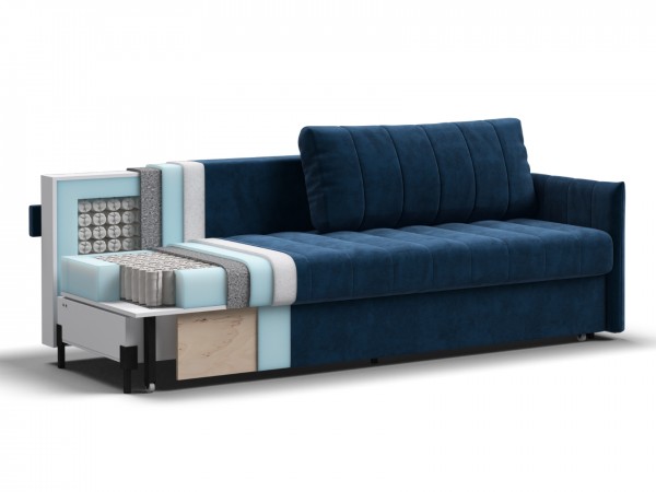 Диван Пекин Велюр Монолит синий