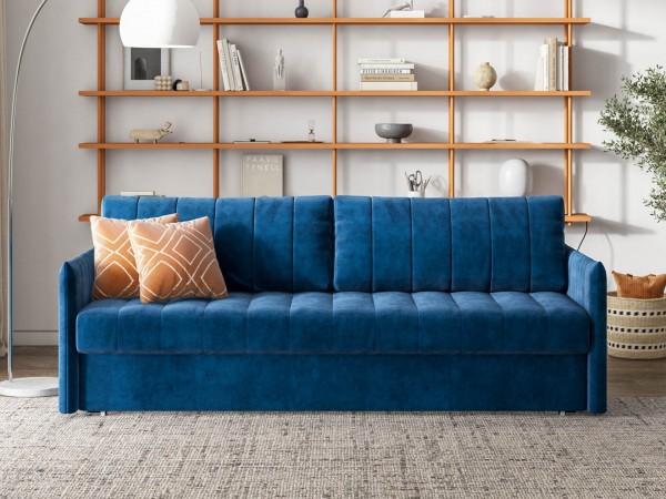 Диван Пекин Велюр Монолит синий