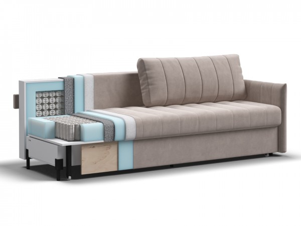 Диван Пекин Велюр Монолит латте