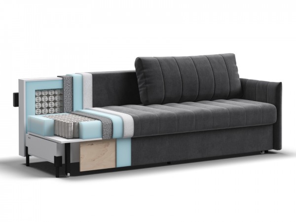 Диван Пекин Велюр Монолит серый