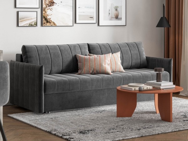 Диван Пекин Велюр Монолит серый