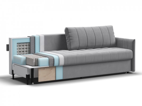 Диван Пекин Велюр Монолит сталь