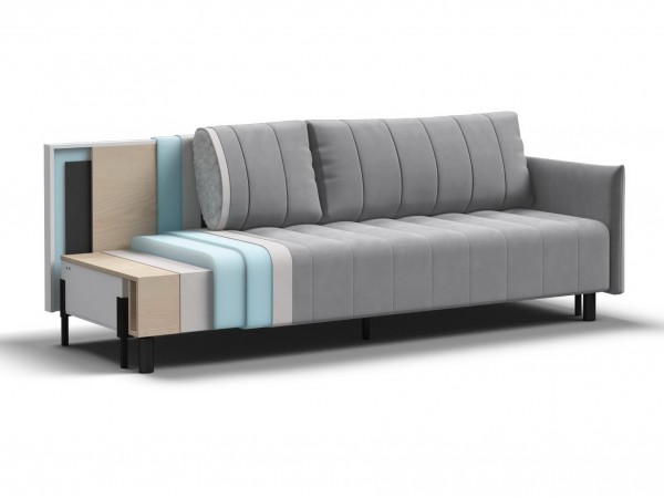 Диван Сканди Велюр Монолит сталь