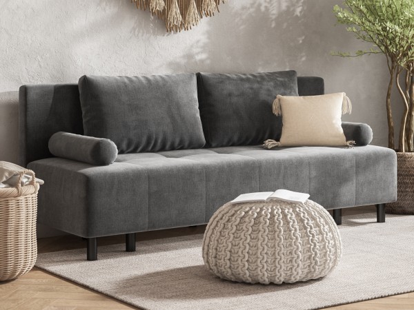 Диван Лукас Мини Велюр Монолит серый