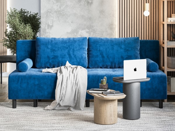 Диван Лукас Мини Велюр Монолит синий