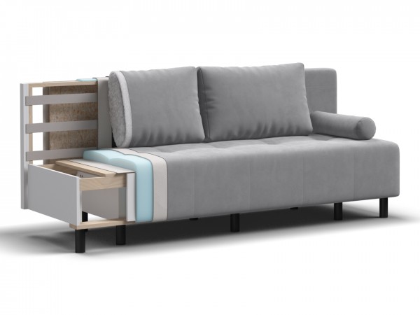 Диван Лукас Мини Велюр Монолит сталь