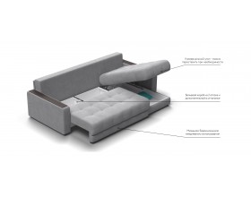 Босс Классик угловой диван Велюр Монолит сталь