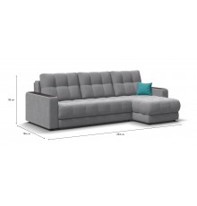 Босс Классик угловой диван Велюр Монолит сталь