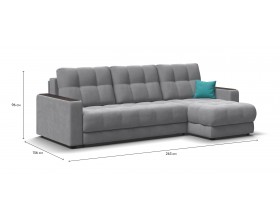 Босс Классик угловой диван Велюр Монолит сталь