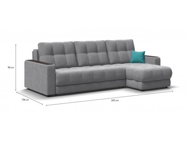 Босс Классик угловой диван Велюр Монолит сталь