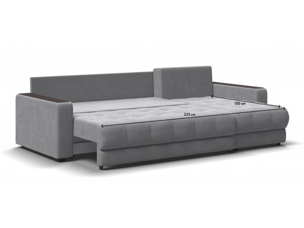 Босс Классик угловой диван Велюр Монолит сталь