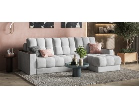 Босс Классик угловой диван Велюр Монолит сталь