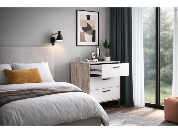 Комод ТТ (КК) 90-3 белый-дуб юкон