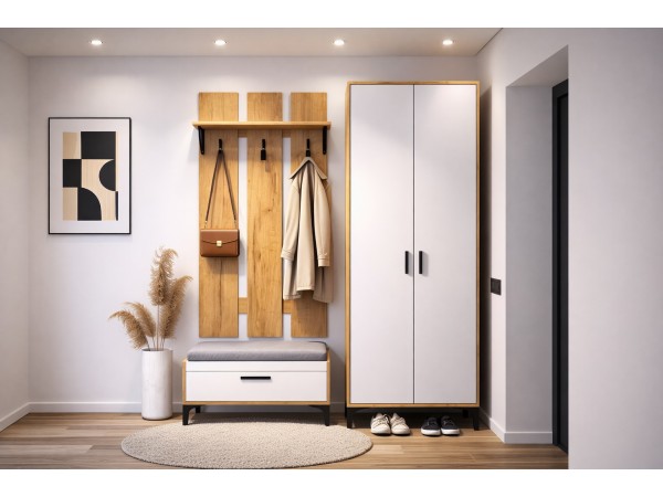 Шкаф АС (ШК) 90.2 белый-дуб крафт