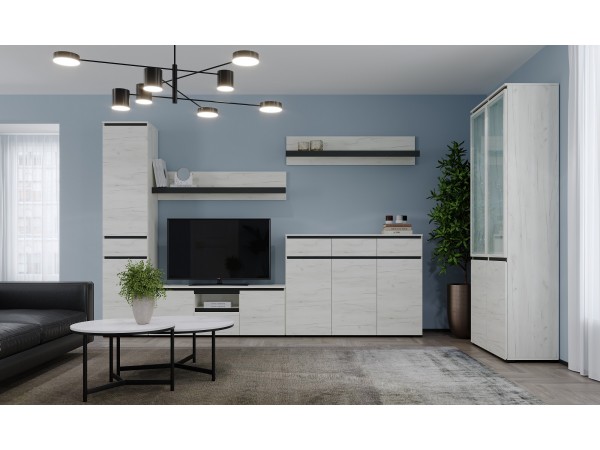 Гостиная "ГРЕТТА" композиция №5 Дуб Крафт белый - Антрацит