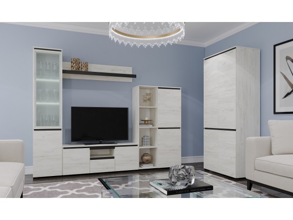 Гостиная "ГРЕТТА" композиция №7 Дуб Крафт белый - Антрацит