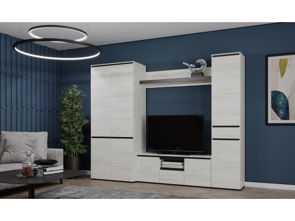 Гостиная "ГРЕТТА" композиция №9 Дуб Крафт белый - Антрацит