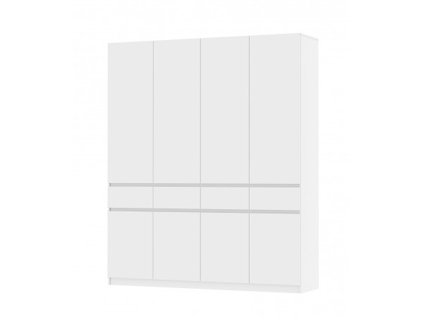 Шкаф 4-створчатый с ящиками Бостон Белый-Белый Бриллиант