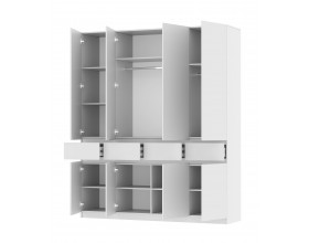 Шкаф 4-створчатый с ящиками Бостон Белый-Белый Бриллиант