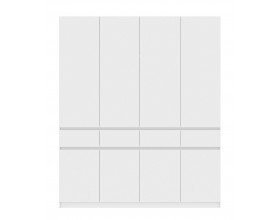 Шкаф 4-створчатый с ящиками Бостон Белый-Белый Бриллиант