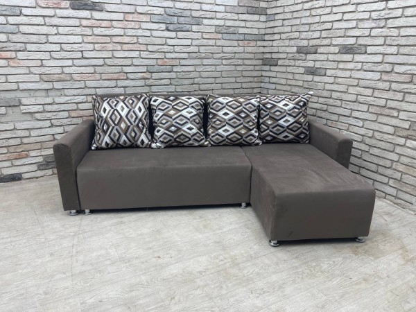 Уценка! 40/002  Челси (30) угловой диван-кровать коричневый/подушки ромб коричневый