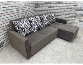 Уценка! 40/002  Челси (30) угловой диван-кровать коричневый/подушки ромб коричневый
