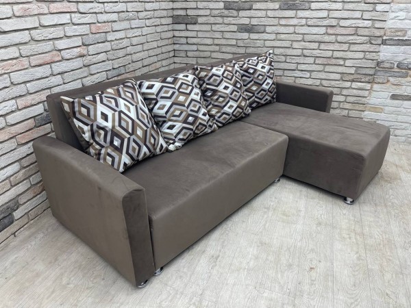 Уценка! 40/002  Челси (30) угловой диван-кровать коричневый/подушки ромб коричневый