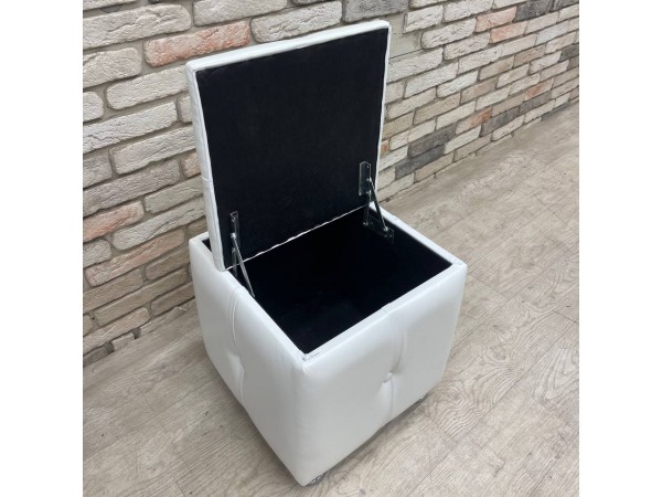 40/007 пуф ЭКО белая кожа